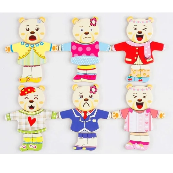 Kids Baby Colorful Wooden Cartoon Bear Dress Changing Clothes Puzz - Picture 2 of 7